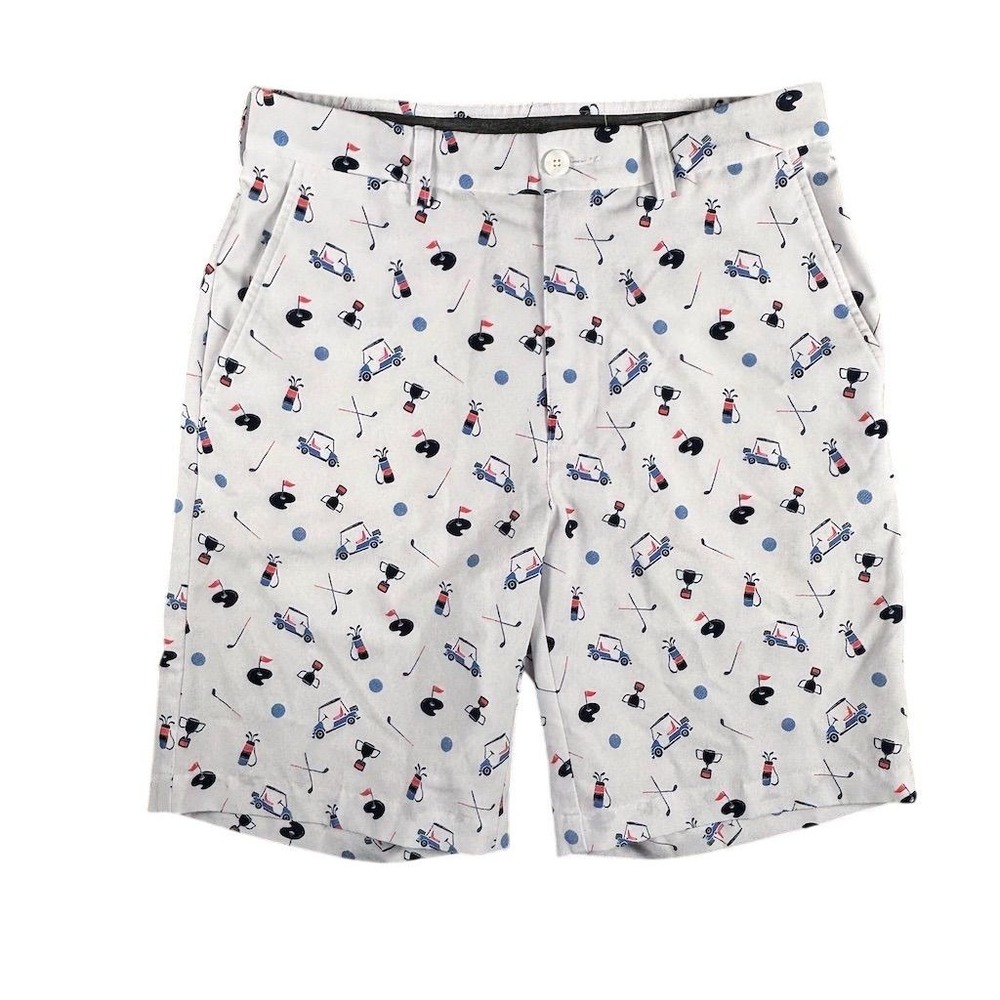 Roundtree & Yorke Men's Golf Print Chino Shorts‎ Size 30 Multicolor